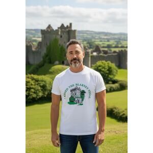 Vintage Sierra Teez White L Blessed the Blarney Stone T-Shirt Ireland Gift Gab